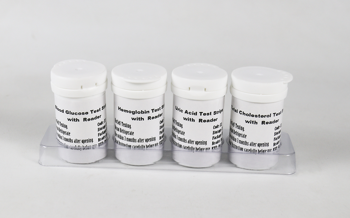 Blood glucose meter、Total Cholesterol Test Strips(model:TC01)、Blood Glucose Test Strips(model: BG01)、Hemoglobin Test Strips(model: HB01)、Uric Acid Test Strips(model: UA01)